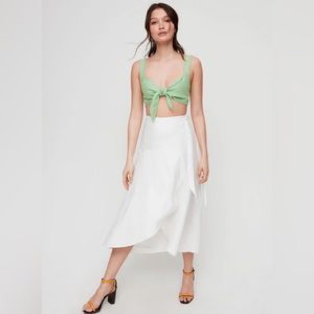 Wilfred Eleta White Linen Wrap Skirt